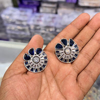 Akruti Collection Silver Plated AD Stud Earrings