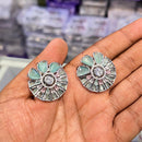 Akruti Collection Silver Plated AD Stud Earrings