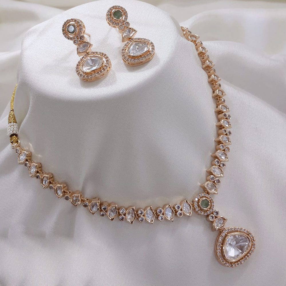 Akruti Collection Gold Plated Polki Kundan Stone Necklace Set