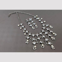 Akruti Collection Oxidised Plated Pota Stone Necklace Set