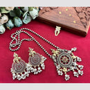 Akruti Collection 2 Tone Plated Pota Stone And Pearl Long Temple Necklace Set