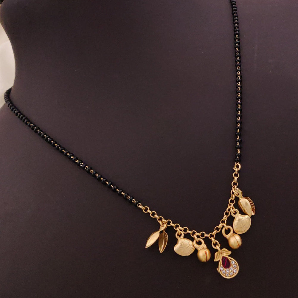 Akruti Collection Gold Plated Pota Stone And Austrian Mangalsutra