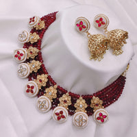Akruti Collection Gold Plated Pota Stone And Beads Choker Necklace Set