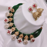 Akruti Collection Gold Plated Pota Stone And Beads Choker Necklace Set