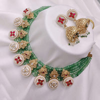 Akruti Collection Gold Plated Pota Stone And Beads Choker Necklace Set
