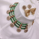 Akruti Collection Gold Plated Pota Stone And Beads Choker Necklace Set