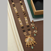 Akruti Collection Gold Plated Pota Stone And Meenakari Manglasutra Set