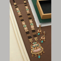 Akruti Collection Gold Plated Pota Stone And Meenakari Manglasutra Set