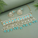 Akruti Collection Gold Plated Kundan Stone And Beads Choker Necklace Set