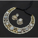 Akruti Collection 2 Tone Plated Pota Stone Necklace Set