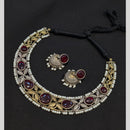 Akruti Collection 2 Tone Plated Pota Stone Necklace Set