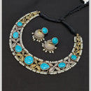 Akruti Collection 2 Tone Plated Pota Stone Necklace Set