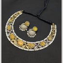 Akruti Collection 2 Tone Plated Pota Stone Necklace Set