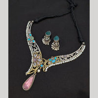 Akruti Collection 2 Tone Plated Pota Stone Necklace Set