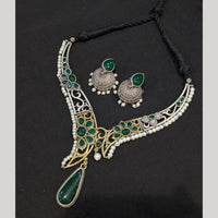 Akruti Collection 2 Tone Plated Pota Stone Necklace Set
