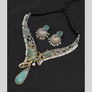 Akruti Collection 2 Tone Plated Pota Stone Necklace Set
