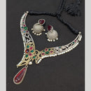 Akruti Collection 2 Tone Plated Pota Stone Necklace Set