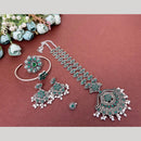 Akruti Collection Oxidised Plated Pota Stone Combo Set