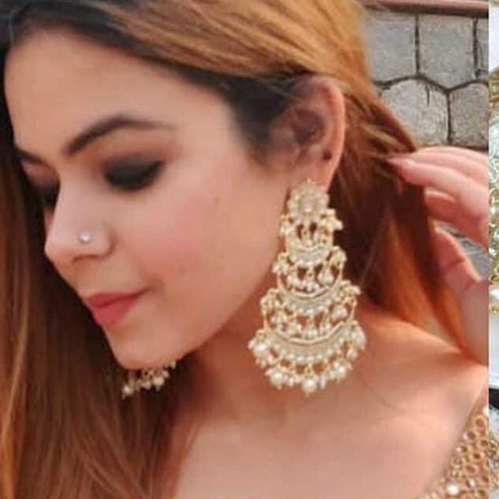 Akruti Collection Gold Plated Pearls Dangler Earrings