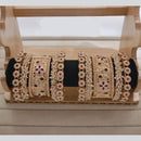 Akruti Collection Gold Plated Pota Stone And Meenakari Bangle Set