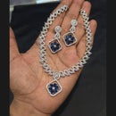 Akruti Collection Silver Plated American Diamond Necklace Set