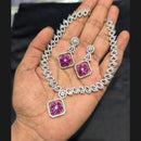 Akruti Collection Silver Plated American Diamond Necklace Set
