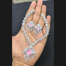 Akruti Collection Silver Plated American Diamond Necklace Set