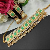 Akruti Collection Gold Plated Kundan And Pearls Choker Necklace Set
