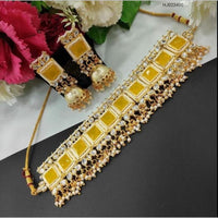 Akruti Collection Gold Plated Kundan And Pearls Choker Necklace Set