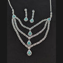 Akruti Collection Silver Plated American Daimonds Multi Layer Necklace Set 