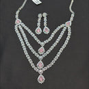 Akruti Collection Silver Plated American Diamonds Multi Layer Necklace Set