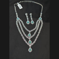 Akruti Collection Silver Plated American Diamonds Multi Layer Necklace Set
