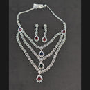Akruti Collection Silver Plated American Diamonds Multi Layer Necklace Set