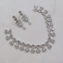 Akruti Collection Silver Plated American Diamond Necklace Set