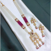 Akruti Collection Color & Charm Crystal Stone And Pearl Meenakari Long Necklace Set