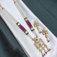 Akruti Collection Fusion Finesse Crystal Stone And Pearl Meenakari Long Necklace Set