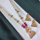 Akruti Collection Tradition Reimagined Crystal Stone And Pearl Long Necklace Set