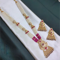 Akruti Collection Tradition Reimagined Crystal Stone And Pearl Long Necklace Set