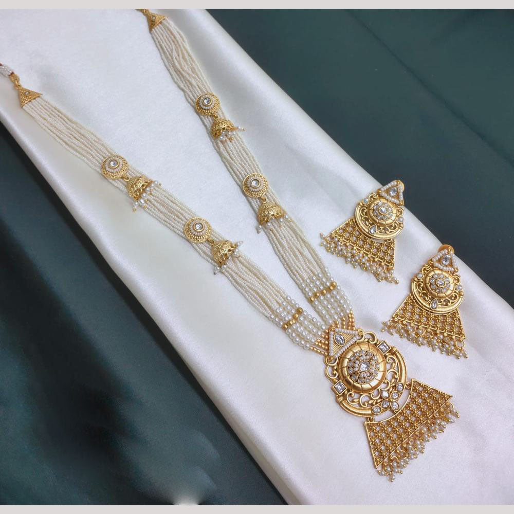 Akruti Collection Tradition Reimagined Crystal Stone And Pearl Long Necklace Set