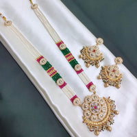 Akruti Collection Festive Shine Crystal Stone And Pearl Meenakari Long Necklace Set