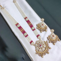 Akruti Collection Festive Shine Crystal Stone And Pearl Meenakari Long Necklace Set