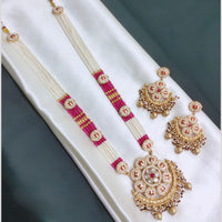 Akruti Collection Festive Shine Crystal Stone And Pearl Meenakari Long Necklace Set