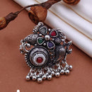 Akruti Collection Boho Vibe Oxidised Plated Multi Color Pota Stone Ring