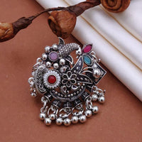 Akruti Collection Gypsy Soul Oxidised Plated Multi Color Pota Stone Ring
