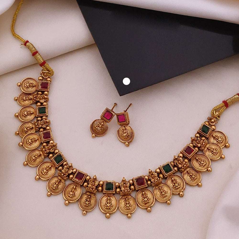 Akruti Collection Tradition Meets Pota Stone Temple Fusion Necklace Set