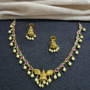 Akruti Collection Traditional Pota Stone And Beads Temple Neckalce Set