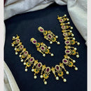 Akruti Collection Fusion Glow Austrain And Pota Stone Pearl Designer Necklace Set 