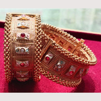 Akruti Collection Ethnic Glow Pota Stone Meenakari Openable Bangle Set