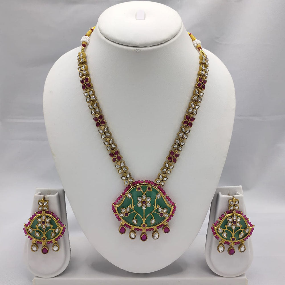 Akruti Collection Kundan Stone Long Necklace Set