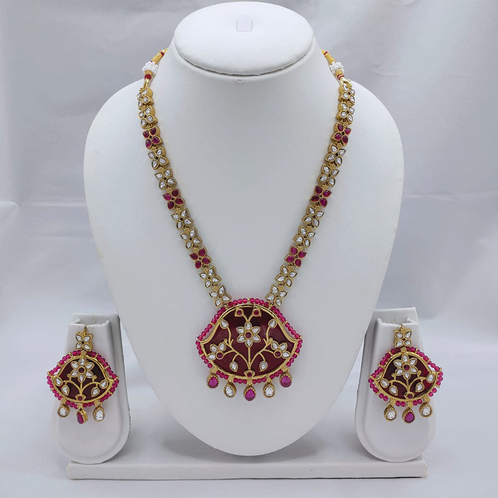 Akruti Collection Kundan Stone Long Necklace Set